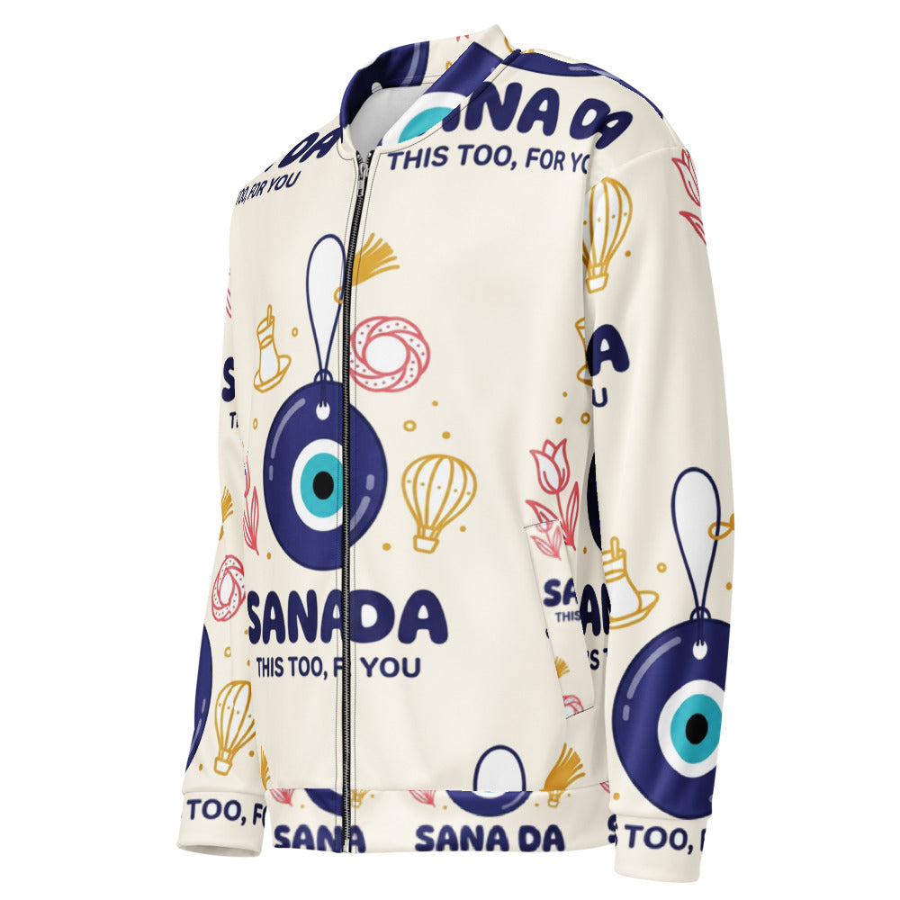 Sana Da All-Over Print Unisex Bomber Jacket, Roots & Talks - product photo