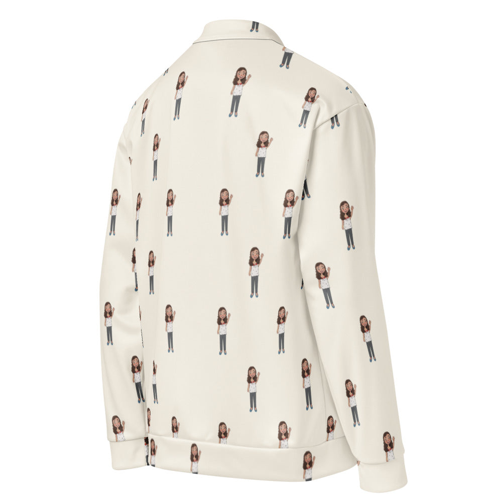 Defne Character All-Over Print Unisex Bomber Jacket, Roots & Talks - Right Back