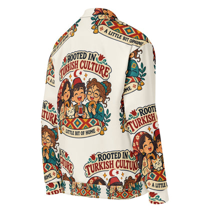 Rooted in Turkish Culture All-Over Print Unisex Bomber Jacket, Roots & Talks - Right Back