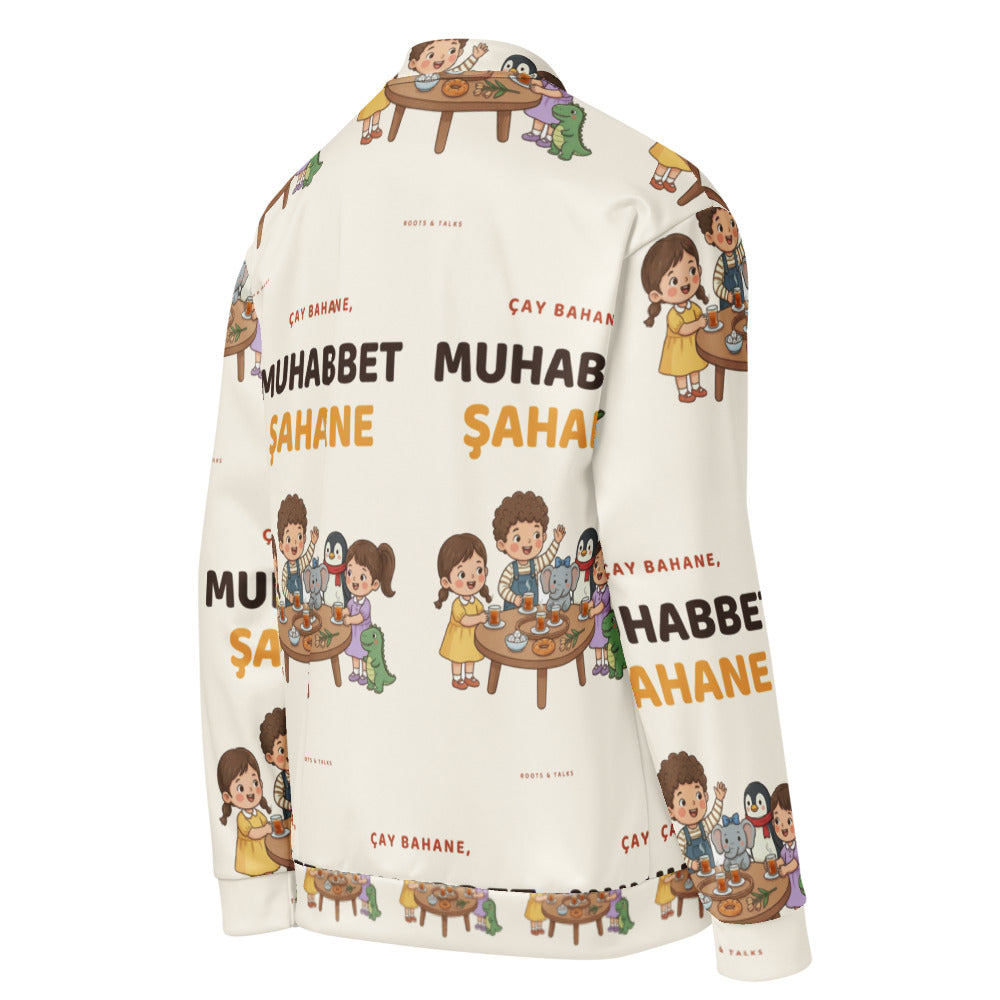 Çay Bahane, Muhabbet Şahane All-Over Print Unisex Bomber Jacket, Roots & Talks - Right Back