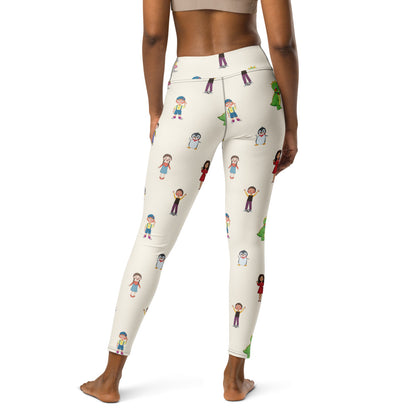 Roots & Talks Characters All-Over Print Yoga Leggings - Back