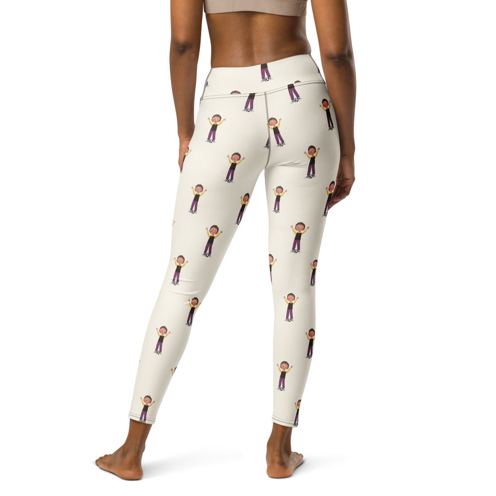 Gazi Character All-Over Print Yoga Leggings, Roots & Talks - Back