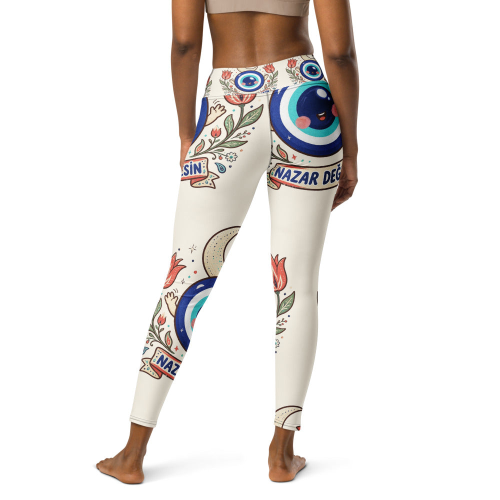 Nazar Değmesin All-Over Print Yoga Leggings, Roots & Talks - Back