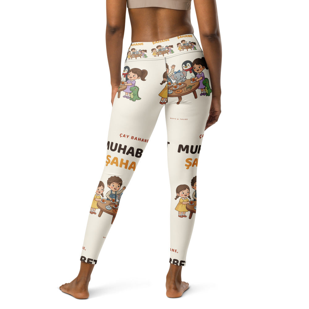 Çay Bahane, Muhabbet Şahane All-Over Print Yoga Leggings, Roots & Talks - Back