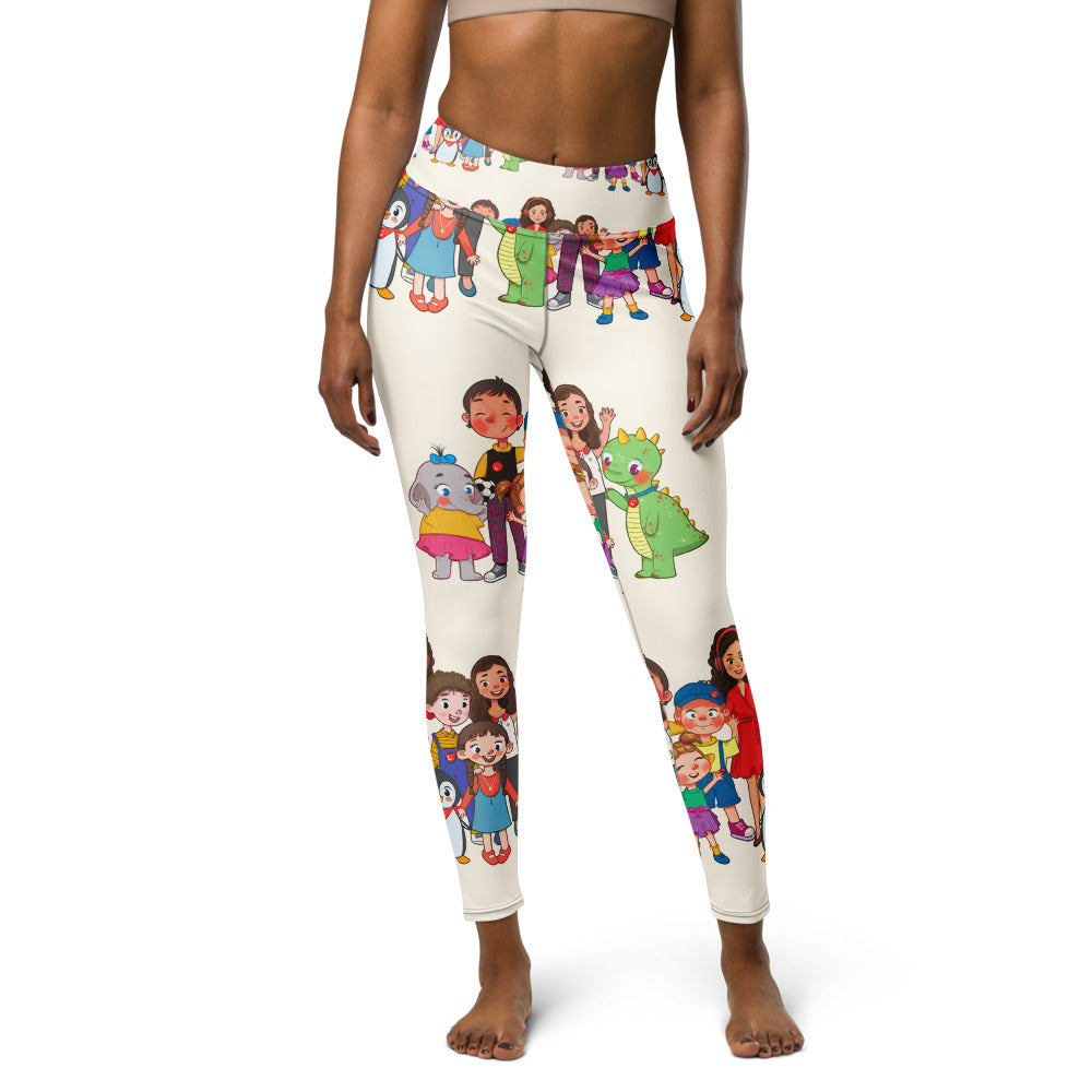 All the Characters Together All-Over Print Yoga Leggings, Roots & Talks - product photo
