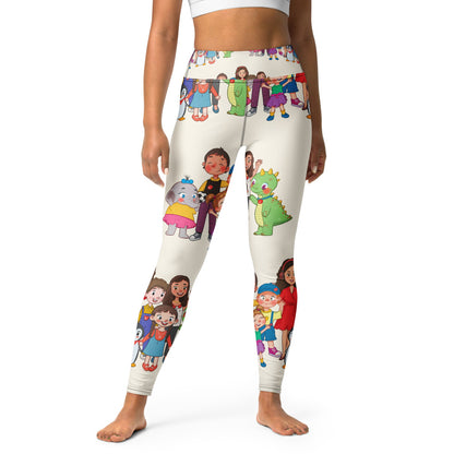 All the Characters Together All-Over Print Yoga Leggings, Roots & Talks - lifestyle photo 2