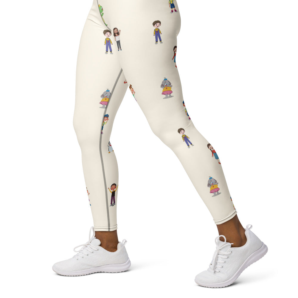 Roots & Talks Characters All-Over Print Yoga Leggings - Left