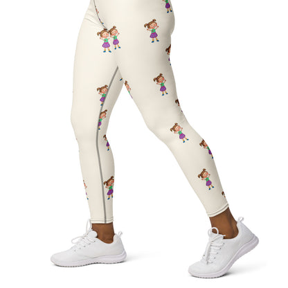 Ela Character All-Over Print Yoga Leggings, Roots & Talks - Left