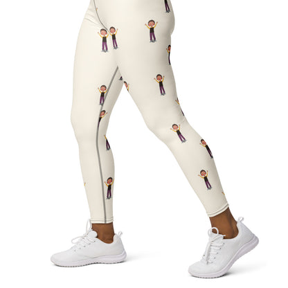 Gazi Character All-Over Print Yoga Leggings, Roots & Talks - Left
