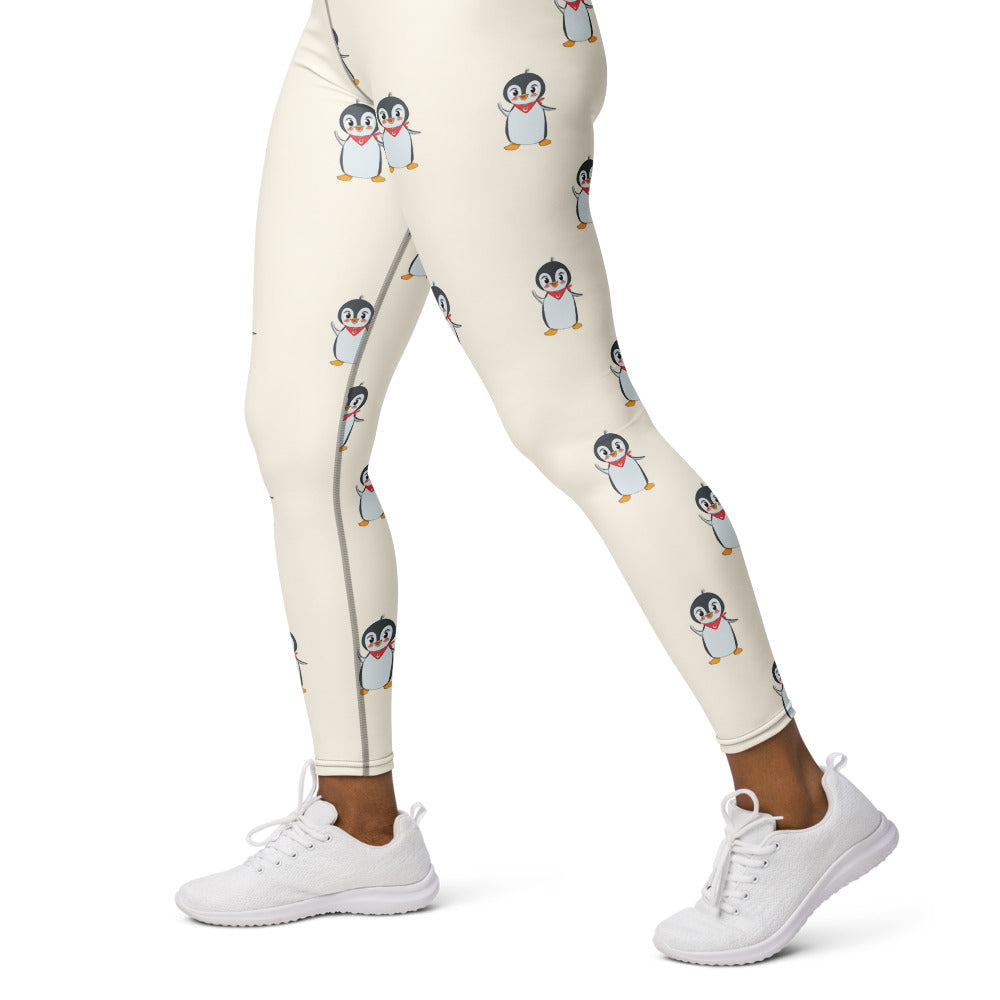 Pingucan Penguin All-Over Print Yoga Leggings, Roots & Talks - Left
