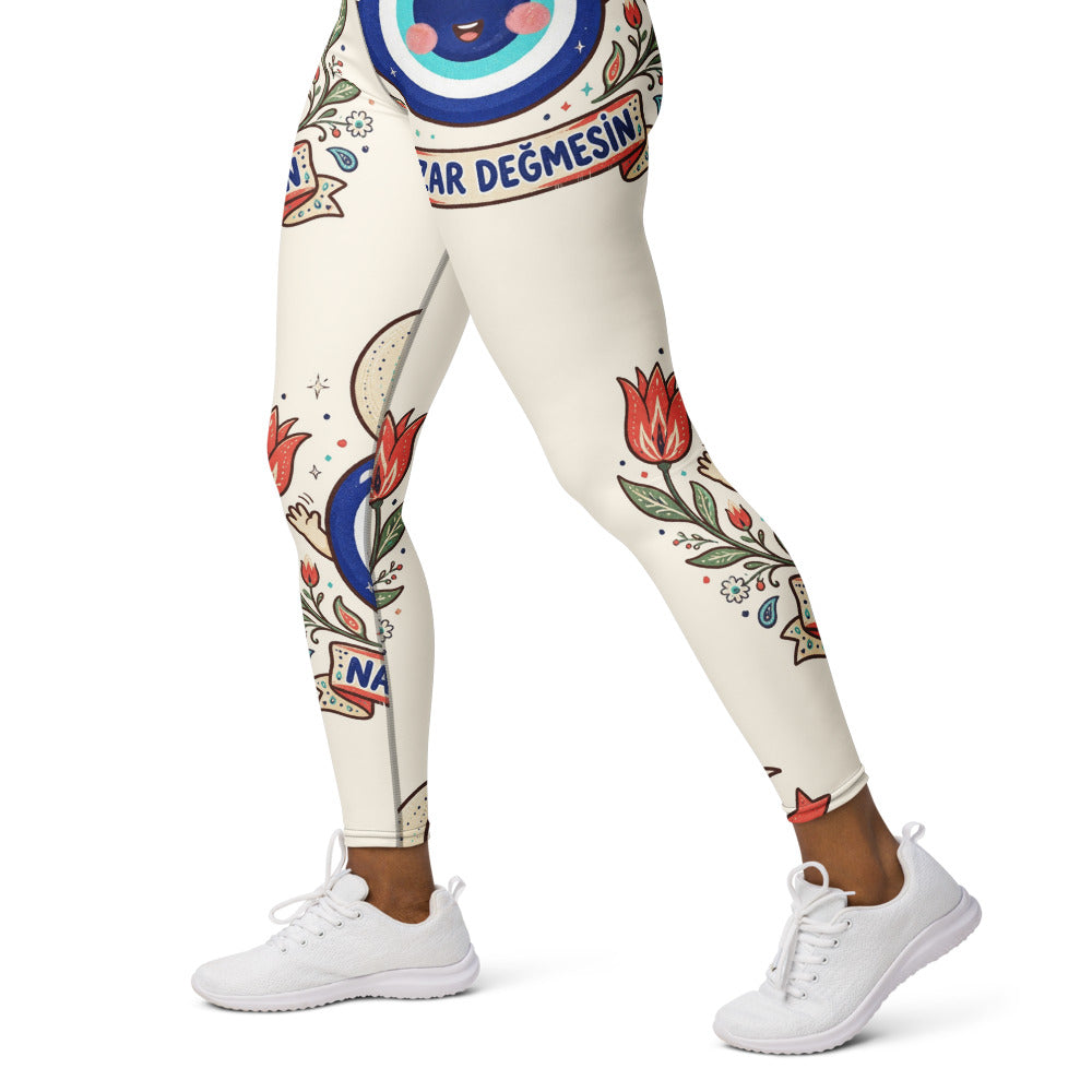 Nazar Değmesin All-Over Print Yoga Leggings, Roots & Talks - Left