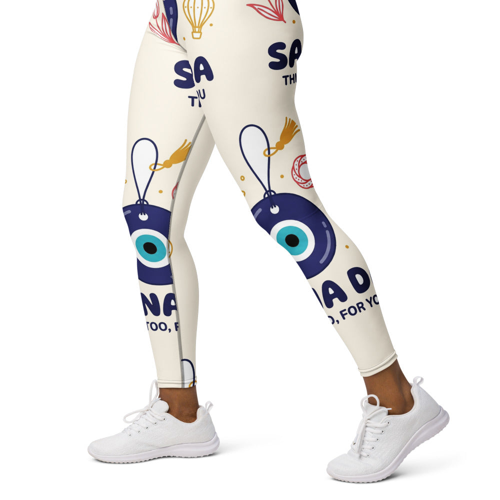 Sana Da All-Over Print Yoga Leggings, Roots & Talks - Left