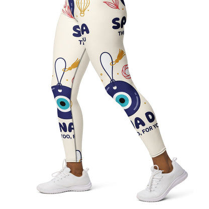 Sana Da All-Over Print Yoga Leggings, Roots & Talks - Left