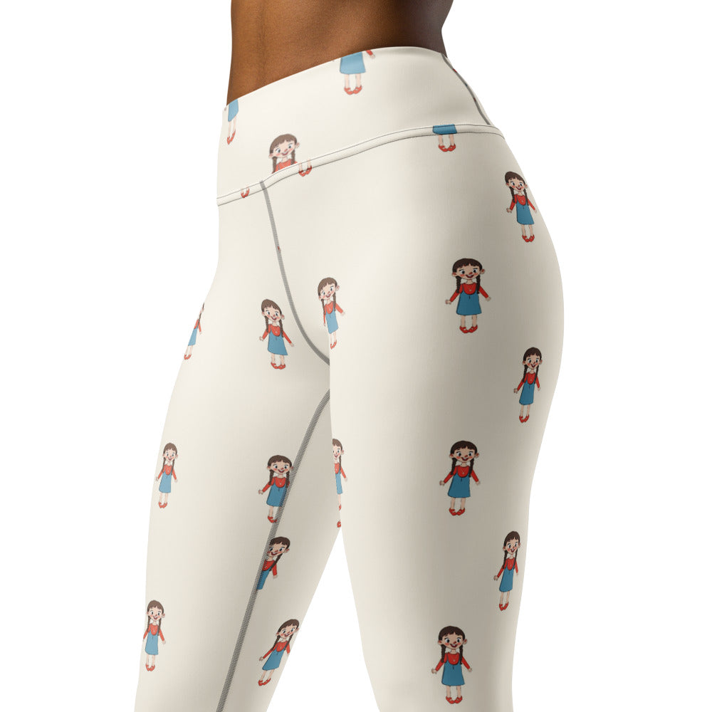 Eylül Character All-Over Print Yoga Leggings, Roots & Talks - Left Front