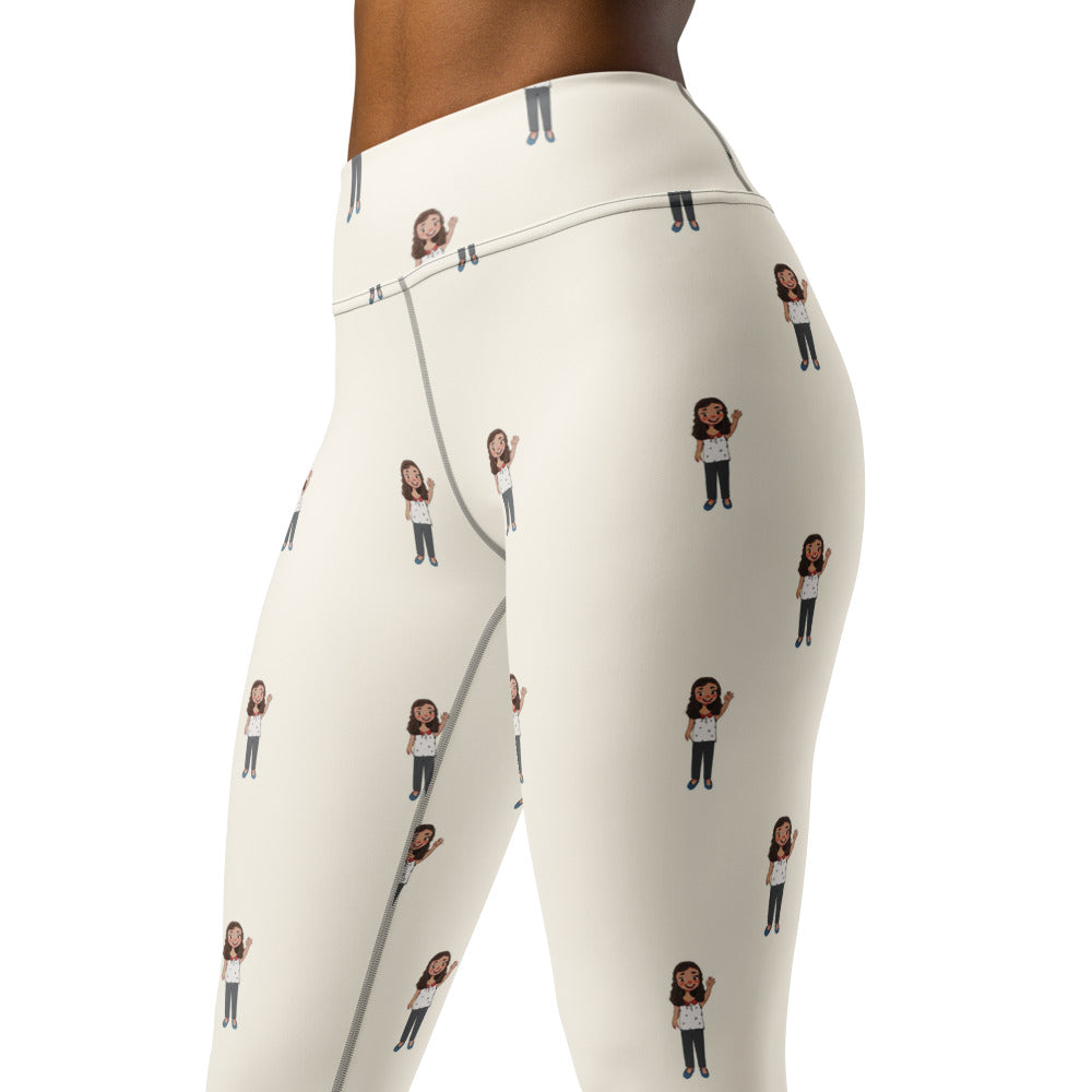 Defne Character All-Over Print Yoga Leggings, Roots & Talks - Left Front