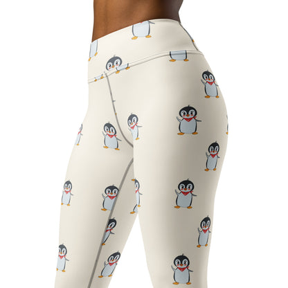 Pingucan Penguin All-Over Print Yoga Leggings, Roots & Talks - Left Front
