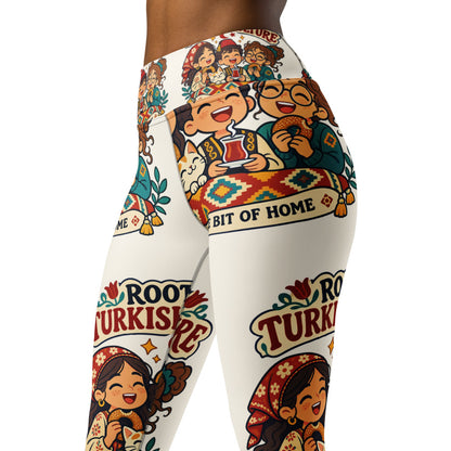 Rooted in Turkish Culture All-Over Print Yoga Leggings, Roots & Talks - Left Front