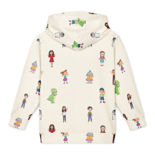 Roots & Talks Characters All-Over Print Youth Hoodie (Youth Sizes 14–20) - Back