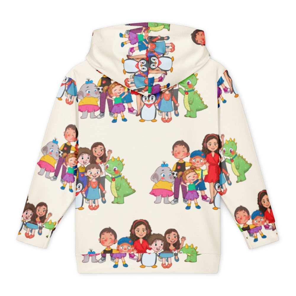 All the Characters Together All-Over Print Youth Hoodie (Youth Sizes 14–20), Roots & Talks - Back