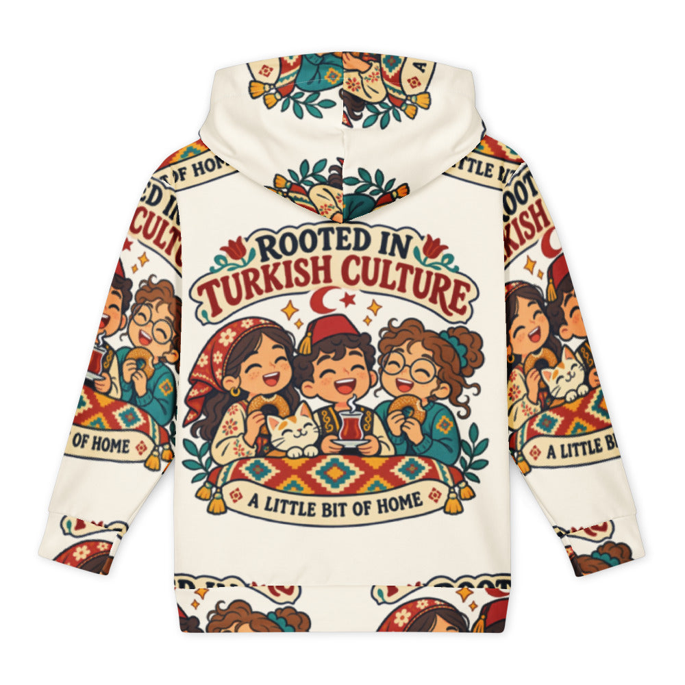 Rooted in Turkish Culture All-Over Print Youth Hoodie (Youth Sizes 14–20), Roots & Talks - Back