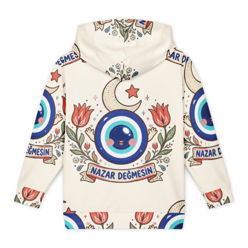 Nazar Değmesin All-Over Print Youth Hoodie (Youth Sizes 14–20), Roots & Talks - Back