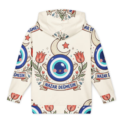 Nazar Değmesin All-Over Print Youth Hoodie (Youth Sizes 14–20), Roots & Talks - Back