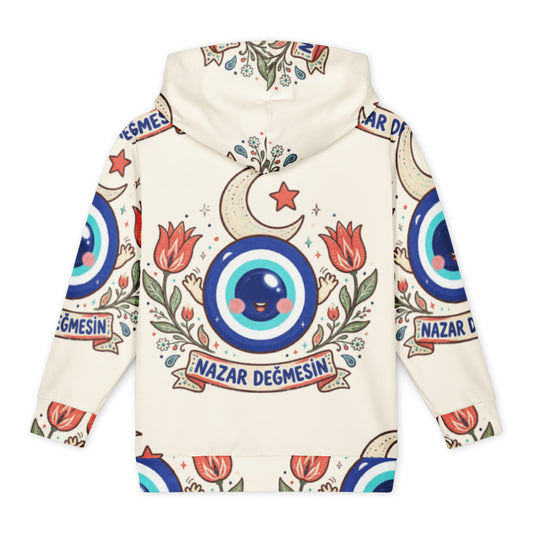 Nazar Değmesin All-Over Print Youth Hoodie (Youth Sizes 14–20), Roots & Talks - Back