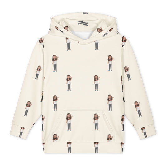 Defne Character All-Over Print Youth Hoodie (Youth Sizes 14–20), Roots & Talks - product photo