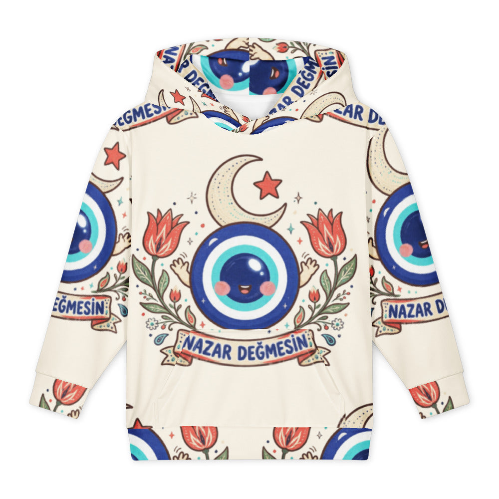 Nazar Değmesin All-Over Print Youth Hoodie (Youth Sizes 14–20), Roots & Talks - product photo