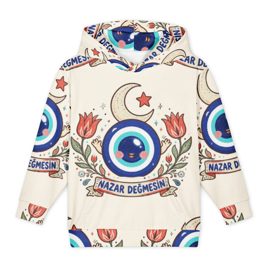 Nazar Değmesin All-Over Print Youth Hoodie (Youth Sizes 14–20), Roots & Talks - product photo