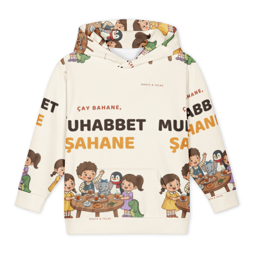 Çay Bahane, Muhabbet Şahane All-Over Print Youth Hoodie (Youth Sizes 14–20), Roots & Talks - product photo