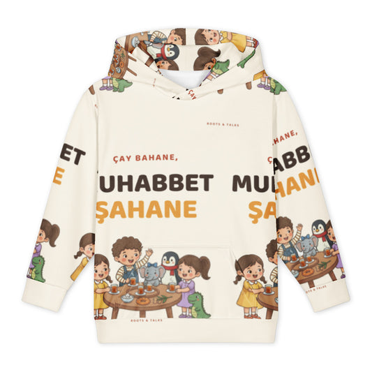 Çay Bahane, Muhabbet Şahane All-Over Print Youth Hoodie (Youth Sizes 14–20), Roots & Talks - product photo