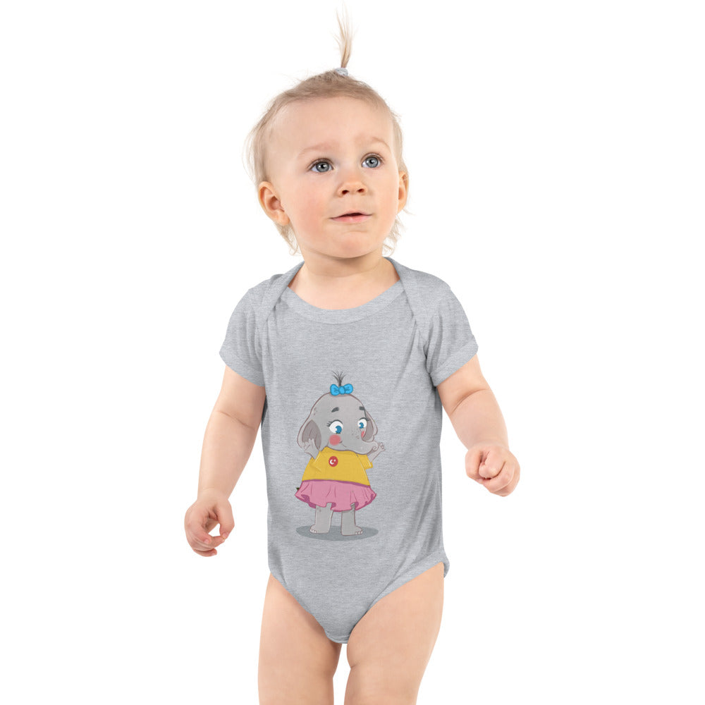 Filiz Elephant Baby Bodysuit, Roots & Talks - Heather