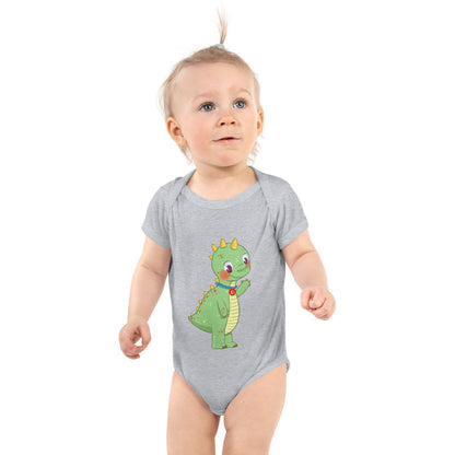 Dino Dinosaur Baby Bodysuit, Roots & Talks - Heather