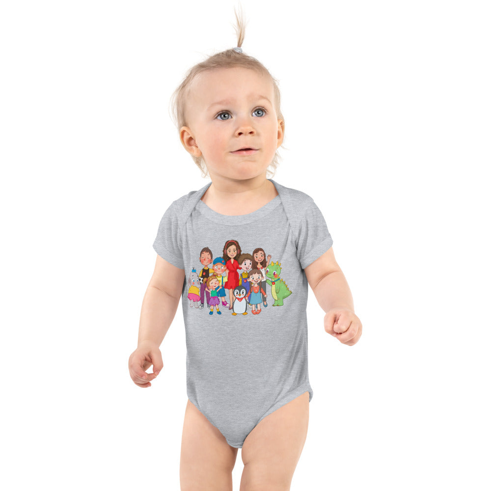 All the Characters Together Baby Bodysuit, Roots & Talks - Heather