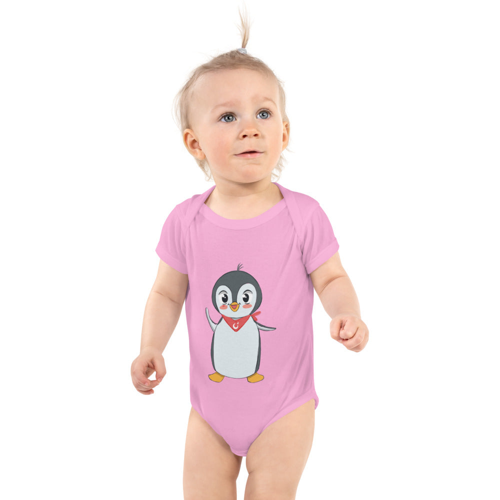 Pingucan Penguin Baby Bodysuit, Roots & Talks - Pink