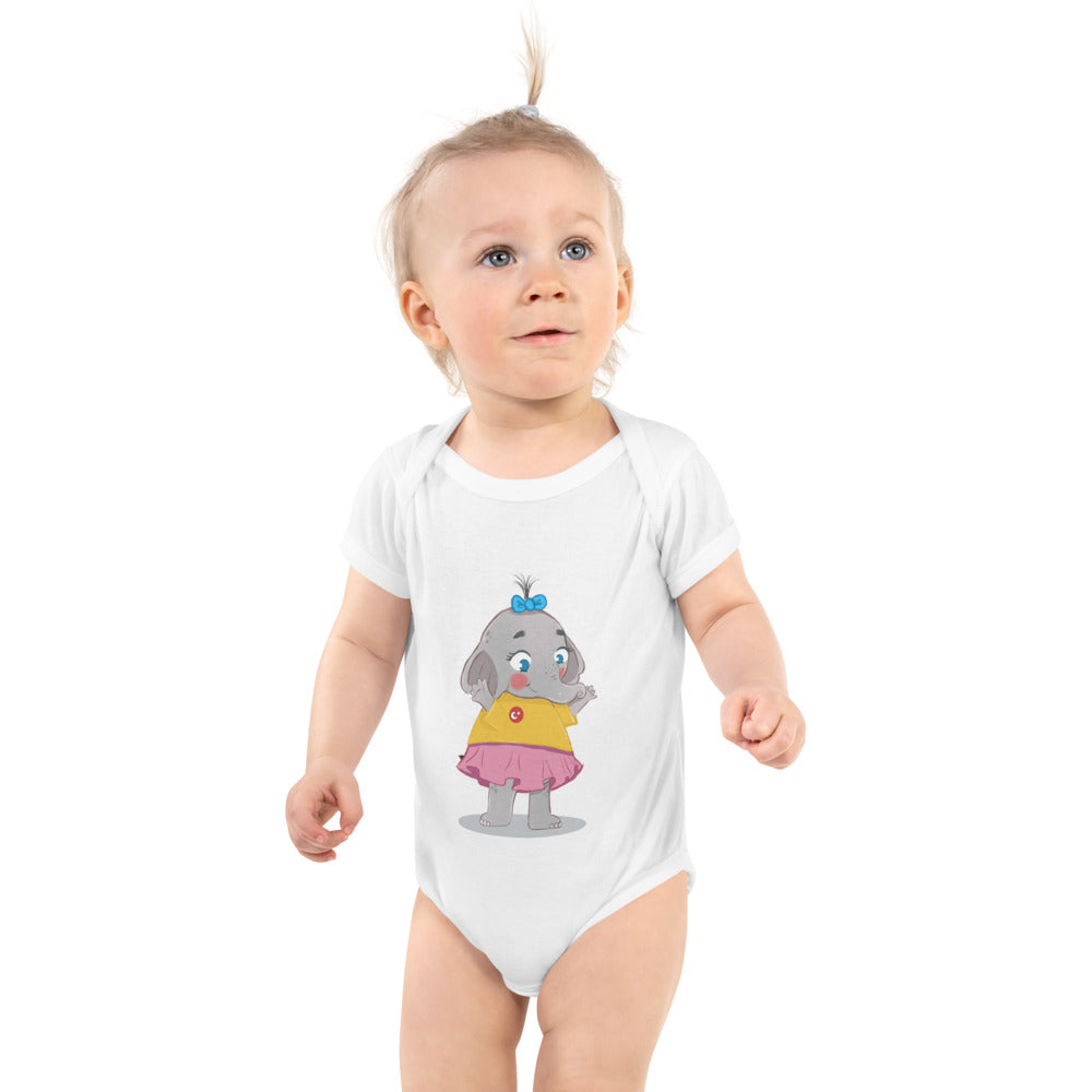 Filiz Elephant Baby Bodysuit, Roots & Talks - White
