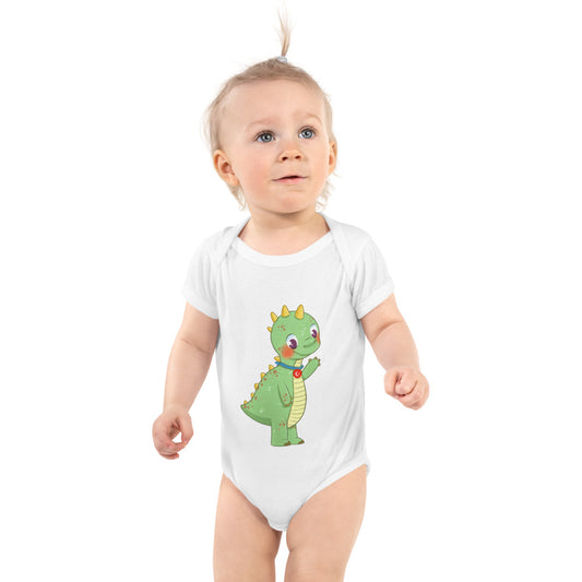 Dino Dinosaur Baby Bodysuit, Roots & Talks - White