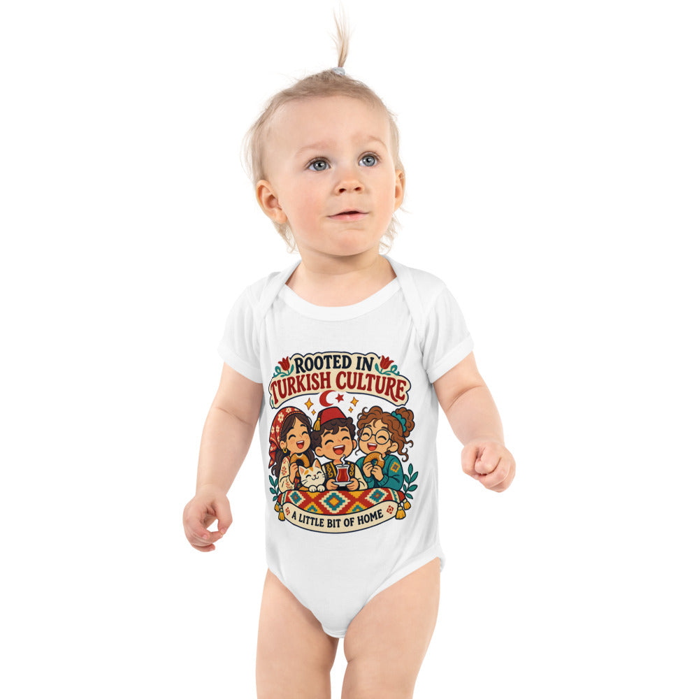 Rooted in Turkish Culture Baby Bodysuit, Roots & Talks - White