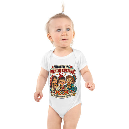 Rooted in Turkish Culture Baby Bodysuit, Roots & Talks - White
