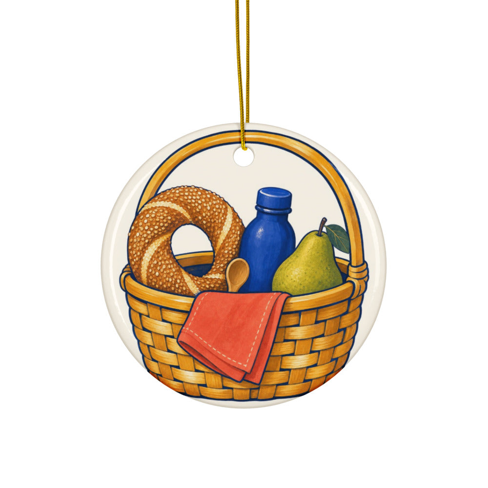 Picnic Basket Ceramic Ornament, Roots & Talks - product photo