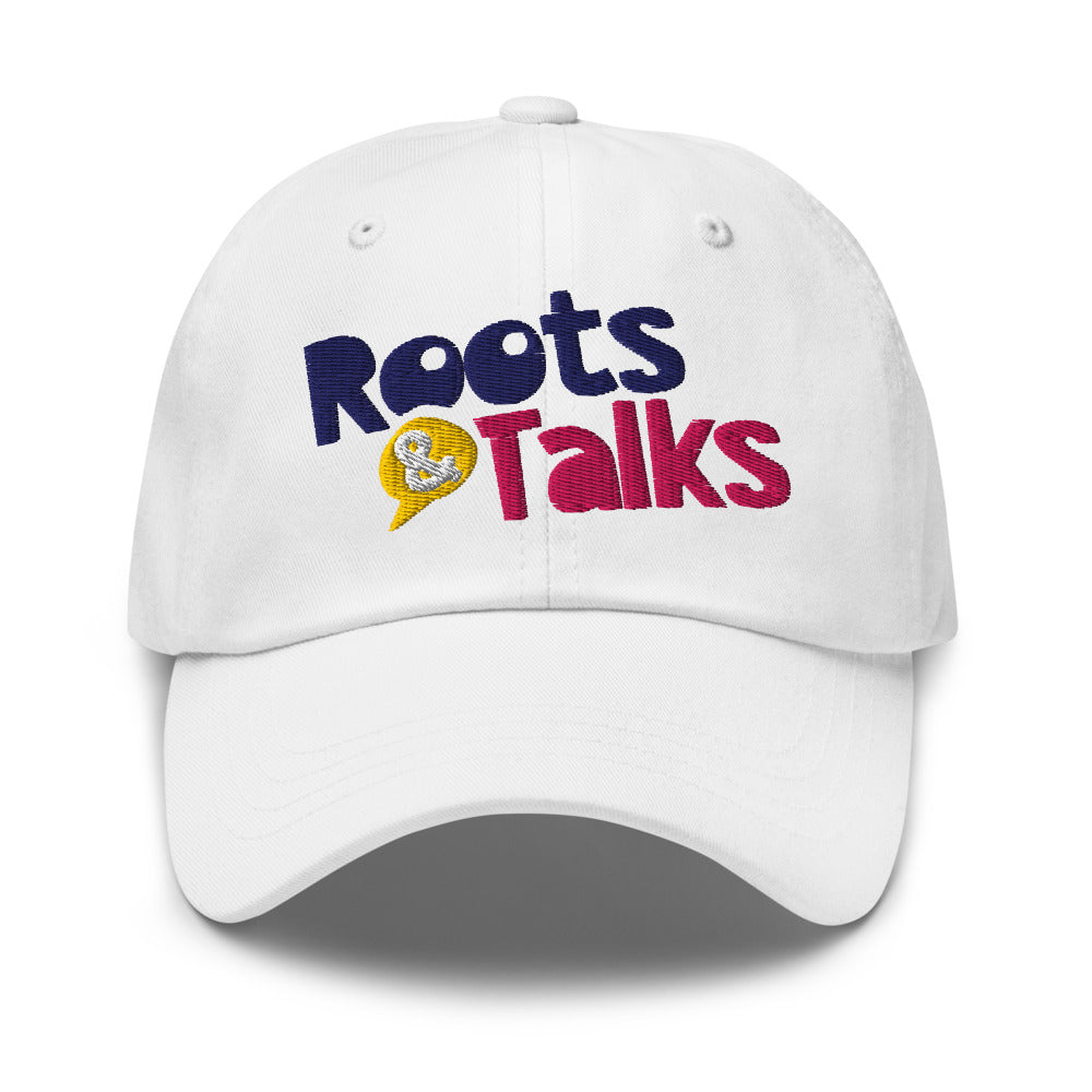 Roots & Talks Logo Embroidered Classic Dad Hat - White