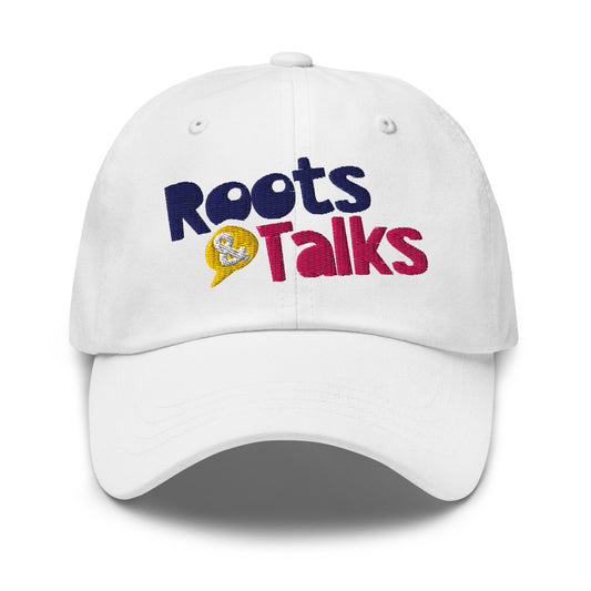 Roots & Talks Logo Embroidered Classic Dad Hat - White