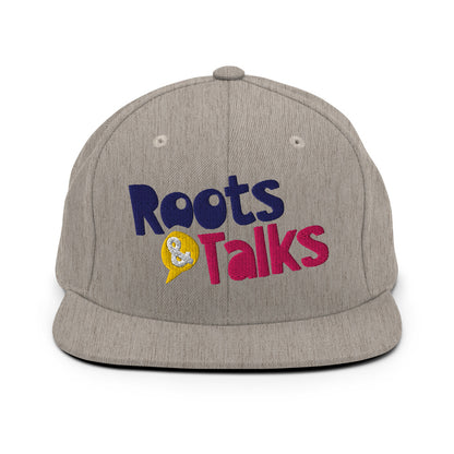 Roots & Talks Logo Embroidered Classic Snapback Cap - Heather Grey