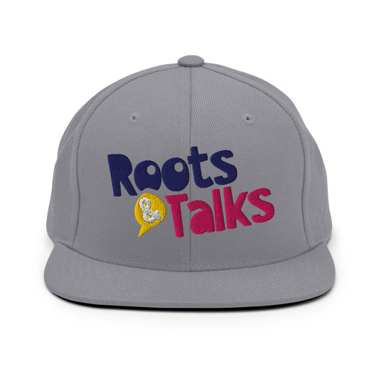 Roots & Talks Logo Embroidered Classic Snapback Cap - Silver