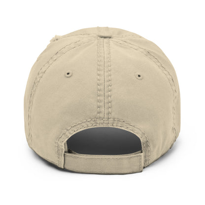 Roots & Talks Logo Embroidered Distressed Dad Hat, Khaki - Back