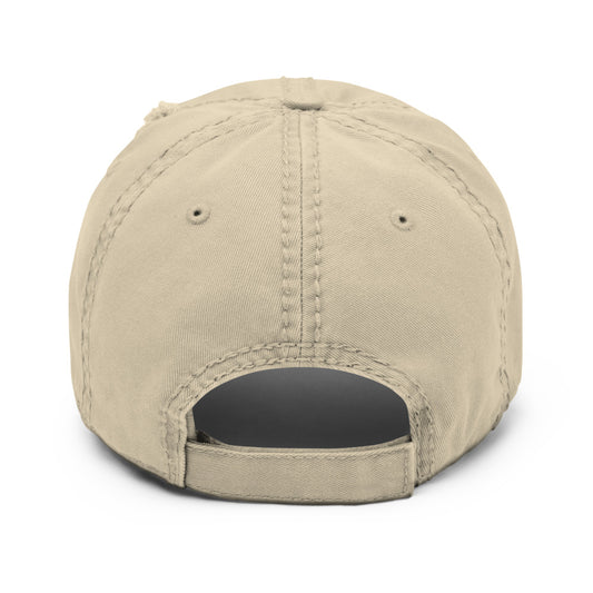 Roots & Talks Logo Embroidered Distressed Dad Hat, Khaki - Back