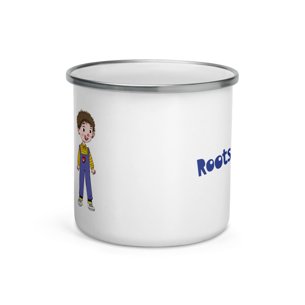 Ahmet Character Enamel Camp Mug, 12 oz, Roots & Talks - Front