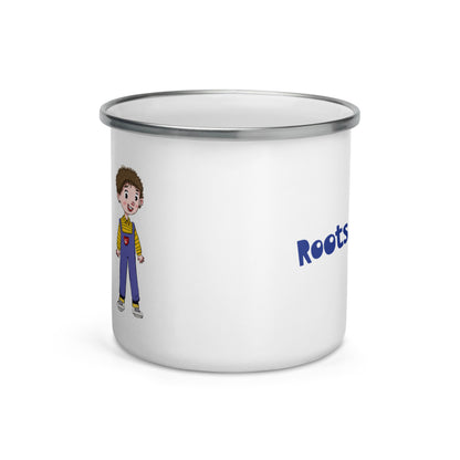 Ahmet Character Enamel Camp Mug, 12 oz, Roots & Talks - Front