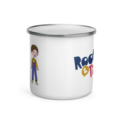 Ahmet Character Enamel Camp Mug, 12 oz, Roots & Talks - Front